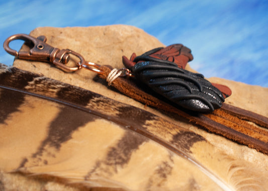 Bay Horse Necklace Pin or Purse Charm, Leather Cord with tassel, Personalized Option, Rustic, Western, Brown, American West, Spirit Animal