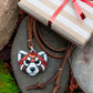 Red Panda Necklace, Leather, Gift idea for animal lovers, cord options, Endangered Species, Himalayan,  Cute Spirit Animal, the perfect gift
