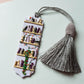 Handmade Christmas tassel bookmark: Purple polymer clay reading accesories
