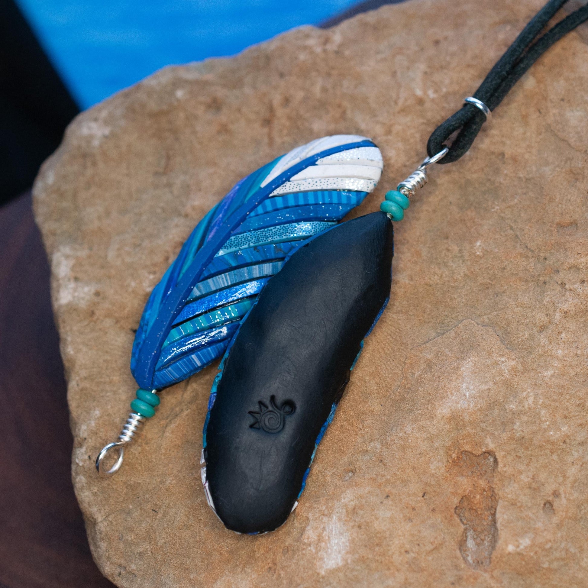 Blue Jay Feather Necklace on Black Suede or Chain, Gift Idea for Bird Watchers and Animal Lovers, North American Native Species, Bluebird