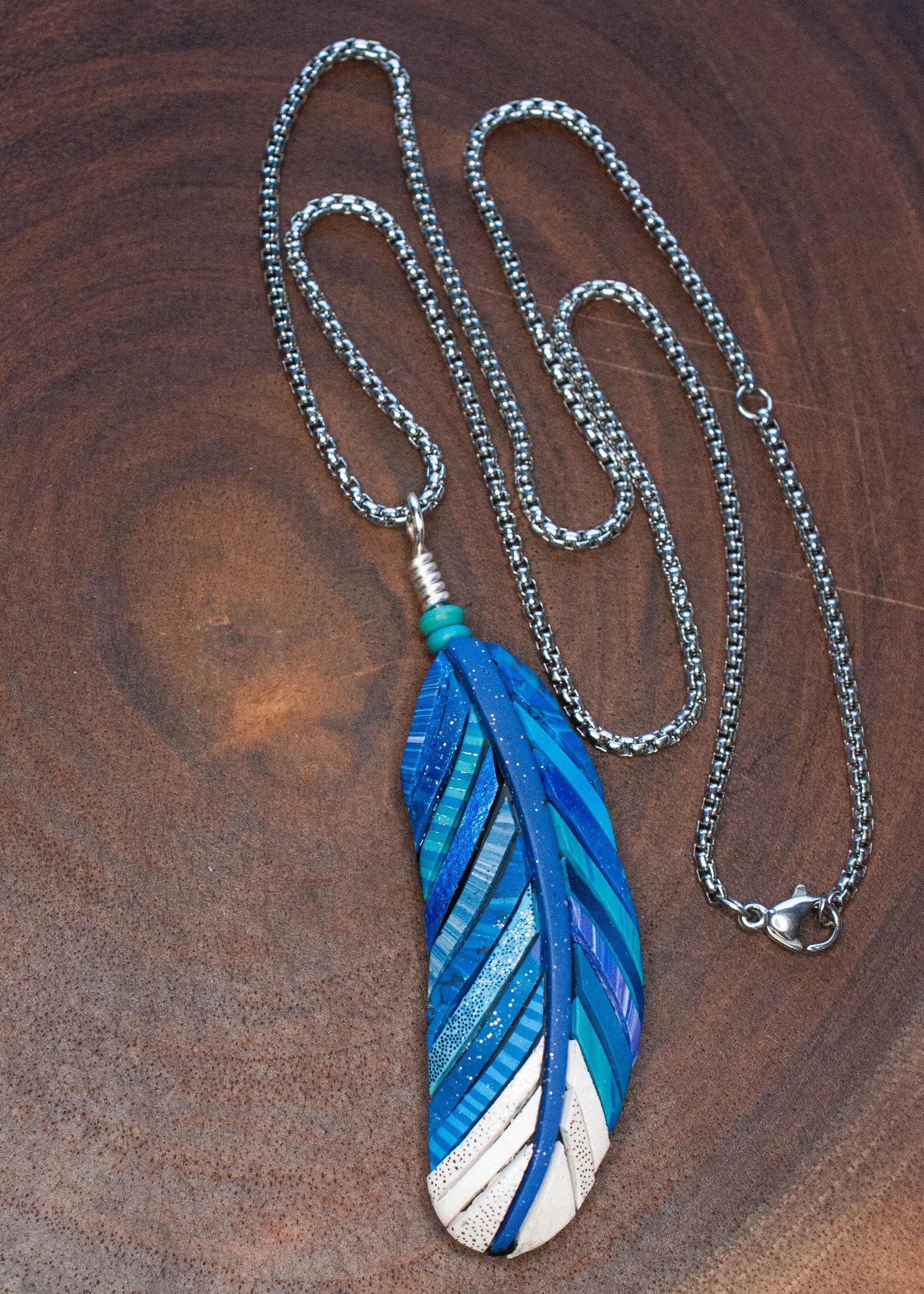 Blue Jay Feather Necklace on Black Suede or Chain, Gift Idea for Bird Watchers and Animal Lovers, North American Native Species, Bluebird