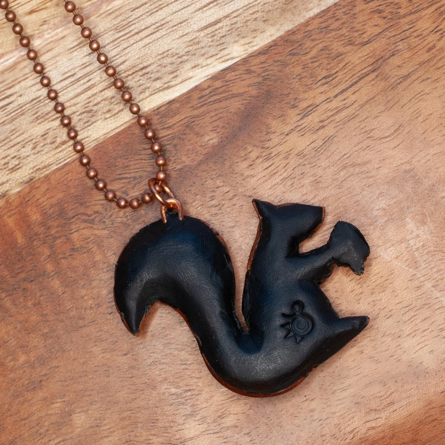 Squirrel Necklace or Ornament on Adjustable-length Leather or Chain, Spirit Animal Mosaic Totem, Cute Gift Idea for Backyard Animal Lover,