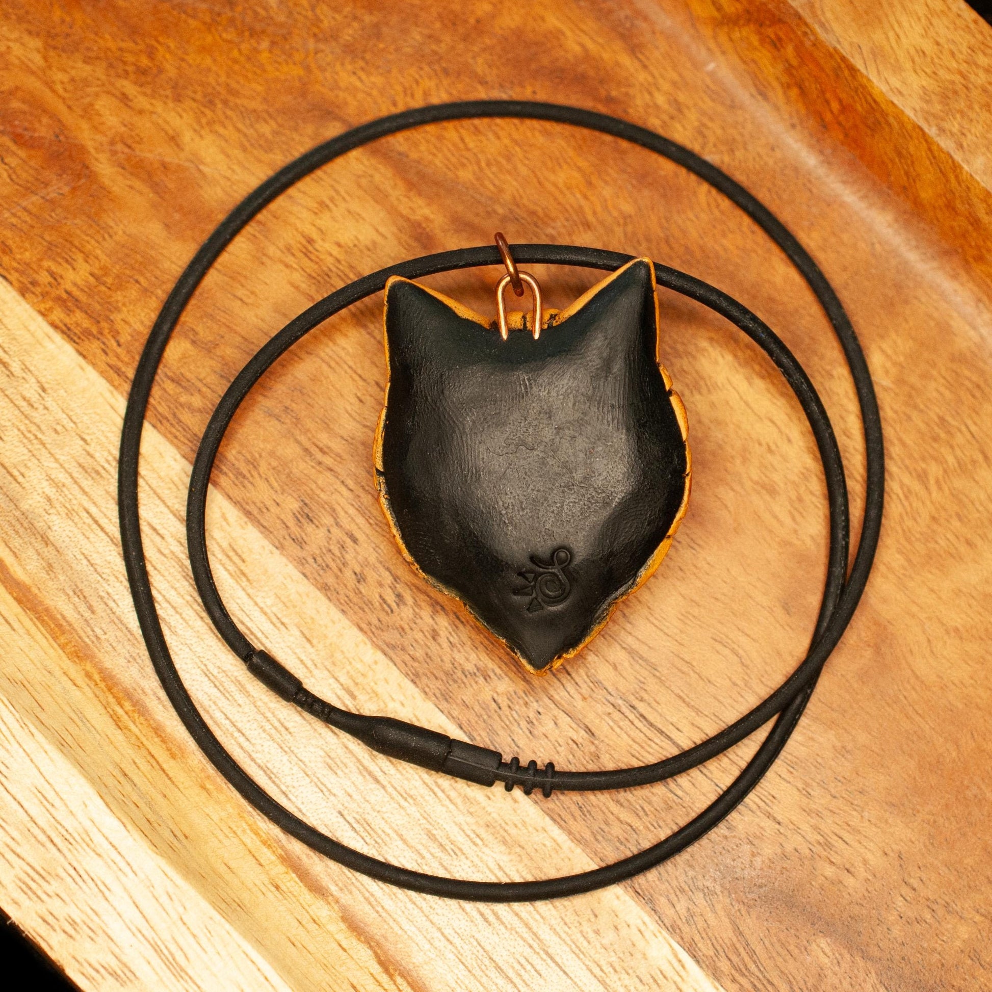 Ginger Cat Pendant Necklace: Polymer Clay Mosaic Jewelry, Swarovski Crystal Eyes