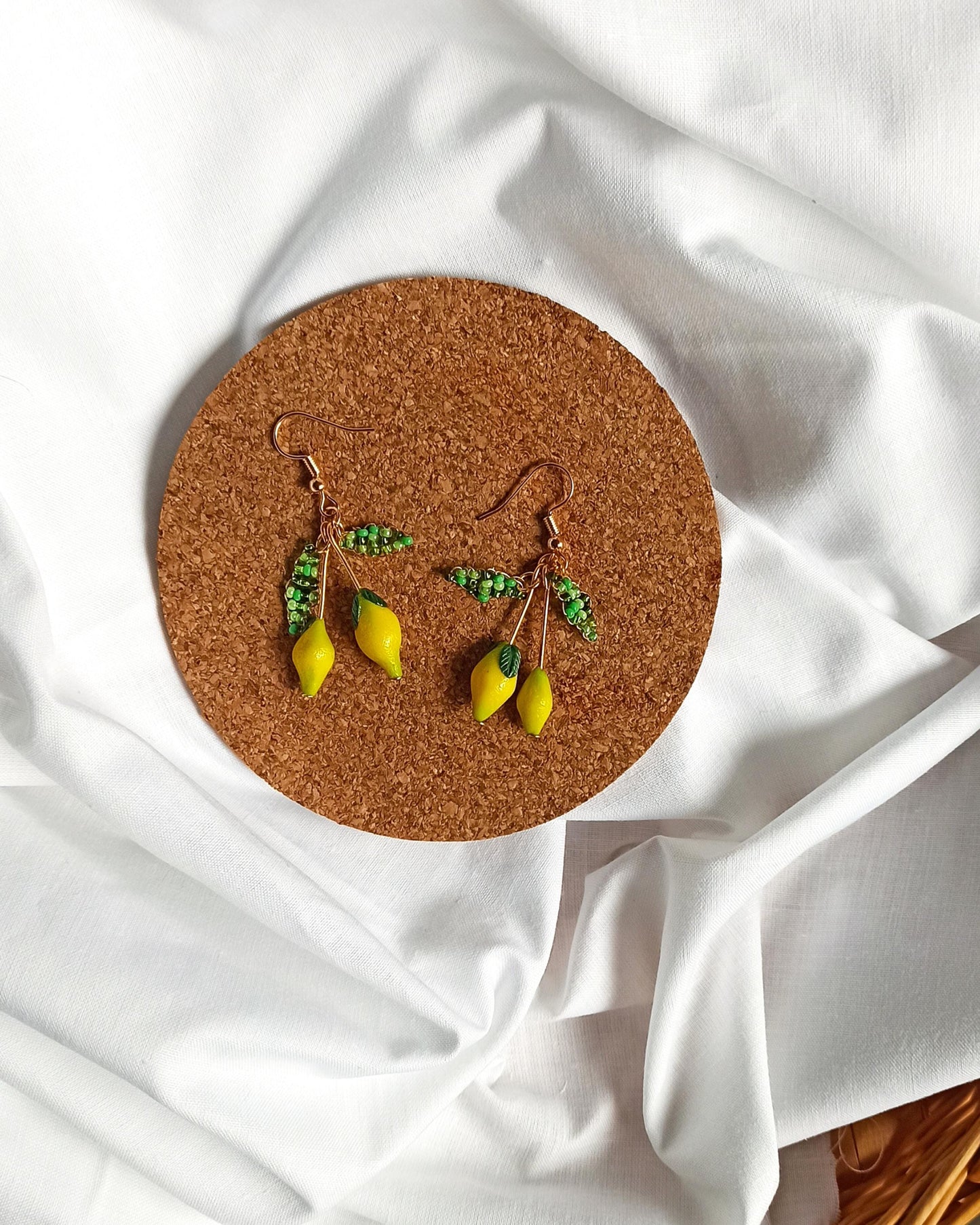 Lemon Drop Polymer Clay Earrings: Miniature Fruit Dangle Earrings
