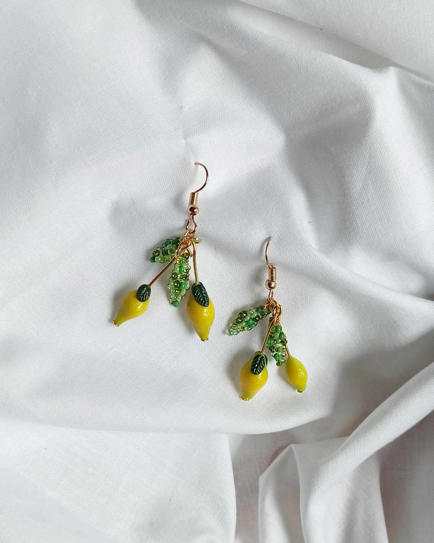 Lemon Drop Polymer Clay Earrings: Miniature Fruit Dangle Earrings