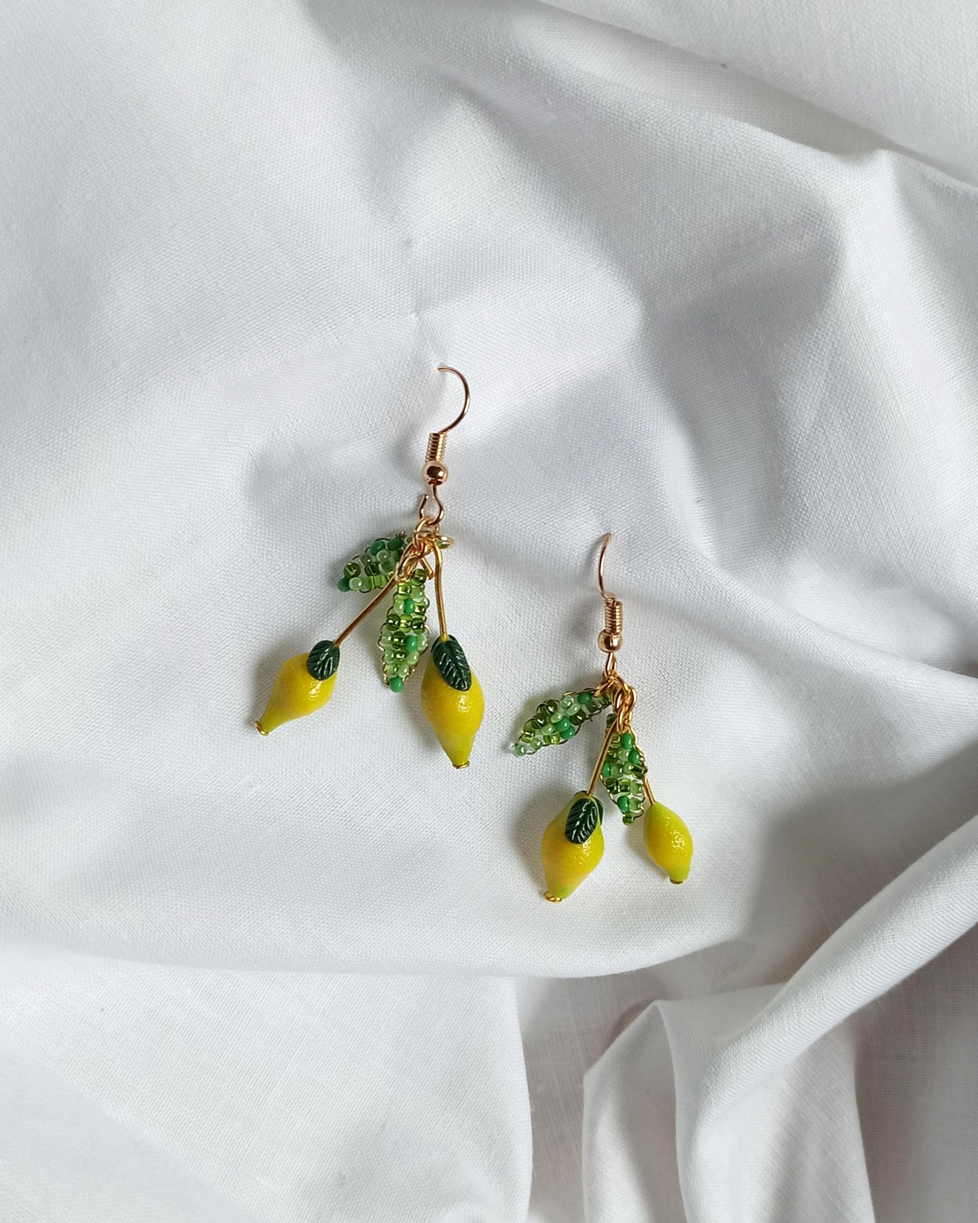 Lemon Drop Polymer Clay Earrings: Miniature Fruit Dangle Earrings