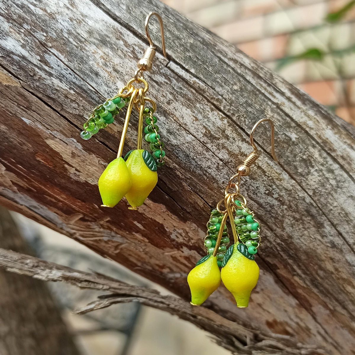 Lemon Drop Polymer Clay Earrings: Miniature Fruit Dangle Earrings