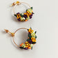 Handmade Fall Flower Hoop Earrings: Polymer Clay Sunflower Jewelry