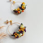 Handmade Fall Flower Hoop Earrings: Polymer Clay Sunflower Jewelry