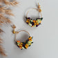 Handmade Fall Flower Hoop Earrings: Polymer Clay Sunflower Jewelry