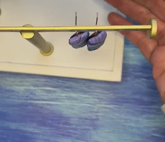 Blue & Purple Mosaic Art Earrings - Lightweight Rectangular Copper Dangles